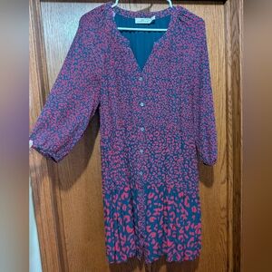 Red and Blue Patterned Dress